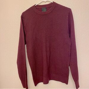 H&M mens crewneck textured, knit burgundy, red sweater-S